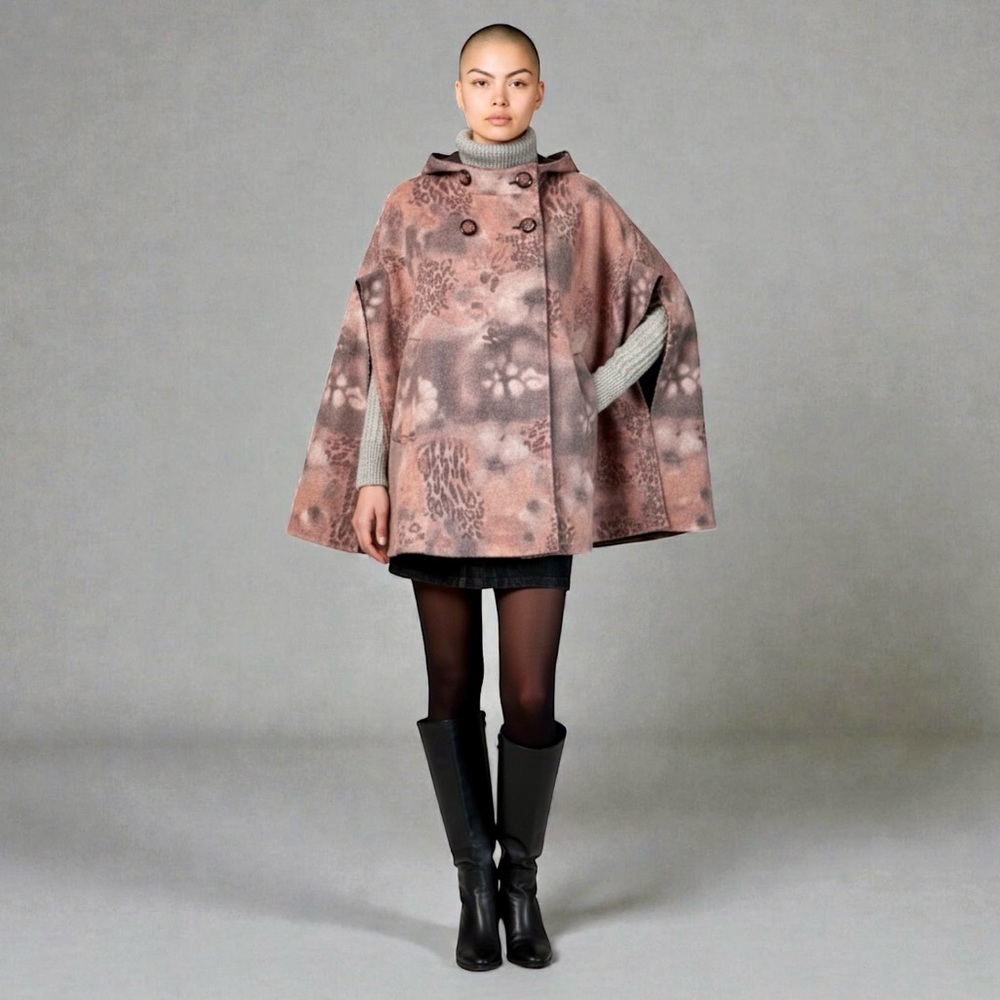 Vintage Repeat Cashmere Animal Print Cape
